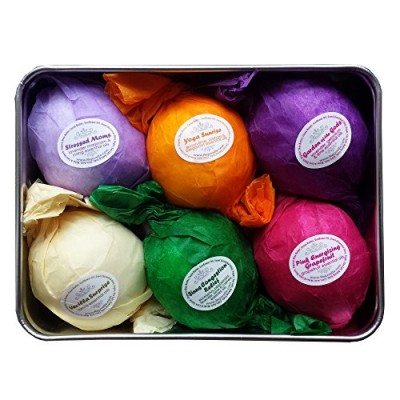 Bath-Bombs-Gift-Set-6-All-Natural-Assorted-Essential-Oil-Bath-Bombs-Infused-with-Shea-Butter-and-Cocoa-Butter-Enjoy-a-Luxuriously-Moisturizing-Fizzy-Lush-Bath-Perfect-Holiday-Gift-or-Beauty-Gift-for-H-0